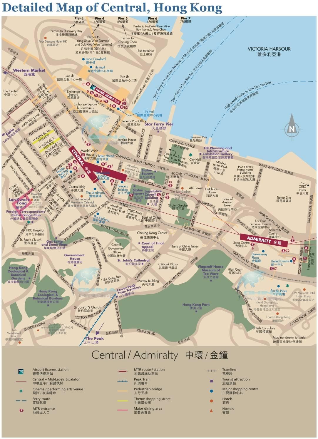 Hong Kong ਤੱਕ ਮੱਧ ਨਕਸ਼ਾ