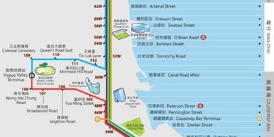 Hong Kong ding ding ਟਰਾਮ ਨਕਸ਼ਾ