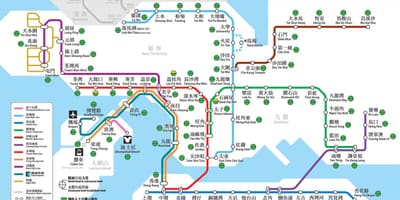 Hong Kong ਤੱਕ ਜਨਤਕ ਆਵਾਜਾਈ ਦਾ ਨਕਸ਼ਾ